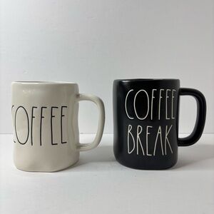 Set of 2 Rae Dunn Coffee Mug Ceramic Black and White
